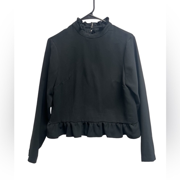Code X Mode Tops - CODE X MODE Women’s Black Long Sleeve Ruffle Crop Top - Size XS